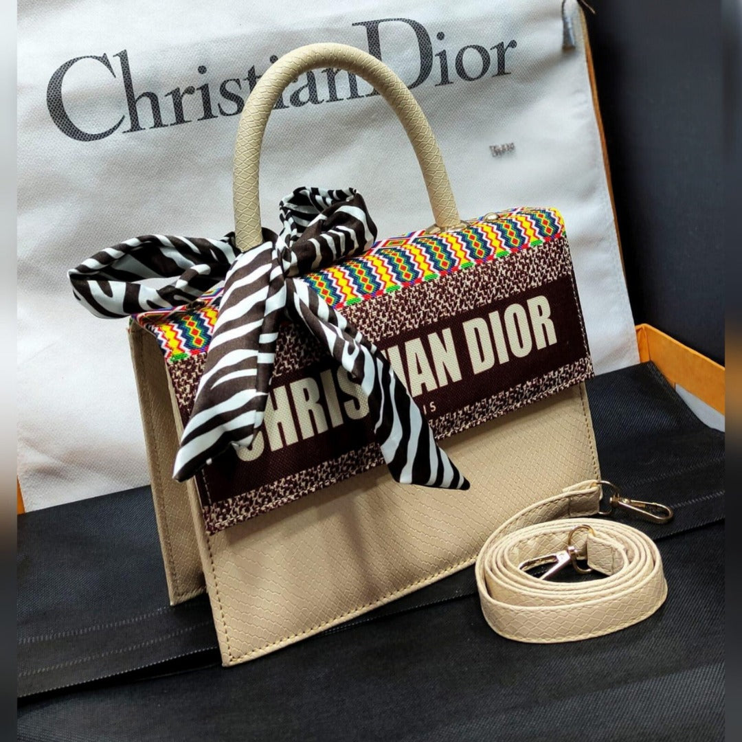 Dior Printed Bag for Girls with Long Strap and Beautiful Scarf