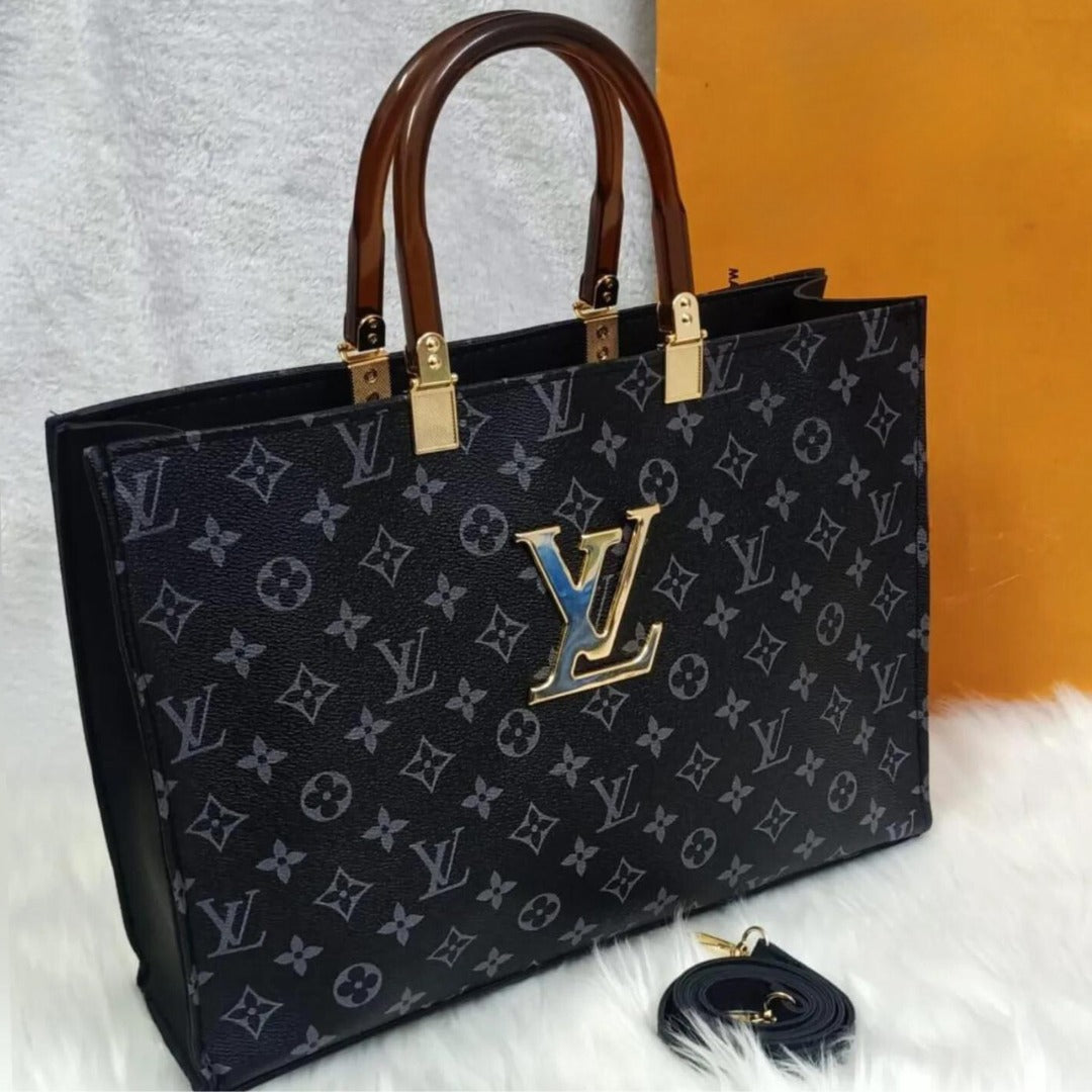 Louis Vuitton Handle Bag with Wood Color Handle and Long Belt