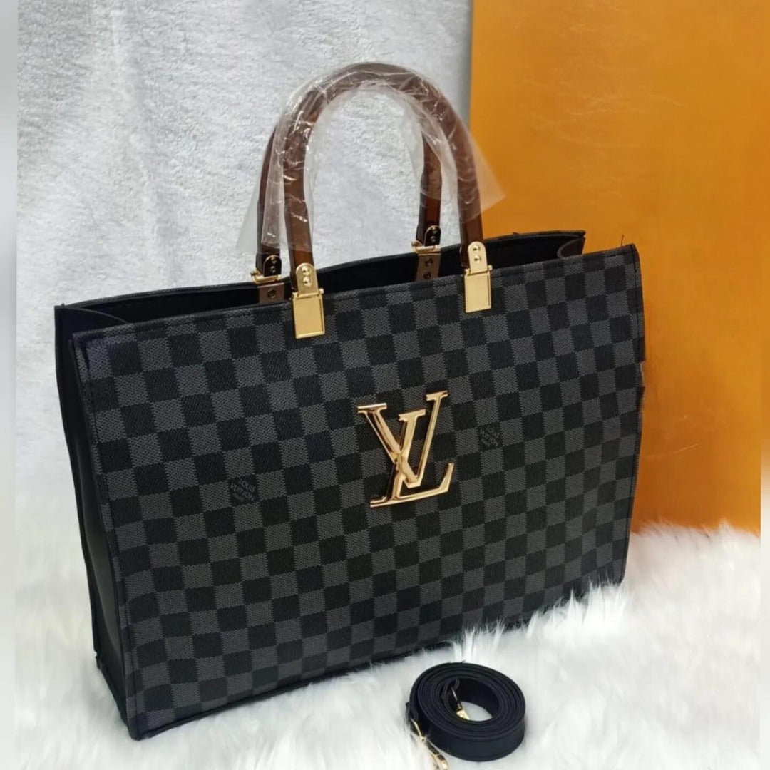 Louis Vuitton Handle Bag with Wood Color Handle and Long Belt